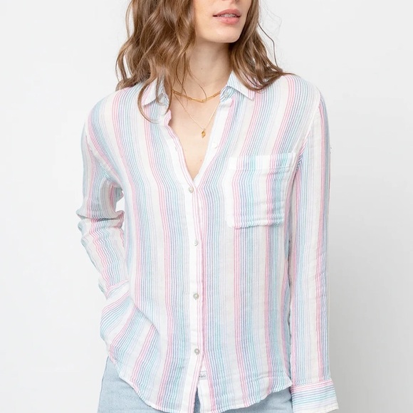 Rails Tops - Rails Ellis Iris Striped Pastel Button Down Shirt size Large